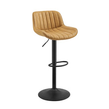 Load image into Gallery viewer, Faux Leather And Steel Swivel Low Back Adjustable Height Bar Chairs With Footrest 42" (Set of 2) - Yellow and Black