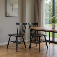 Load image into Gallery viewer, Solid Wood Slat Back Dining Side Chairs (Set of 2) - Black