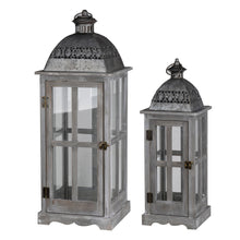Load image into Gallery viewer, Wooden Candle Lantern Decorative, Hurricane Lantern Holder Decor For Indoor Outdoor, Home Garden Wedding - Gray