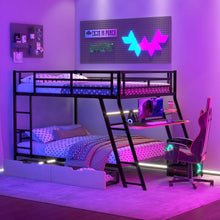 Load image into Gallery viewer, Full Size Bunk Bed With Built In Desk, Light, And 2 Drawers - Black