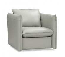 Load image into Gallery viewer, Genuine Leather Swivel Accent Chair - Gray And Silver