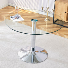 Load image into Gallery viewer, Modern Minimalist Circular Dining Table With Glass Top And Electroplated Metal Legs For Restaurants And Living Rooms - Silver / Transparent