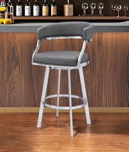Load image into Gallery viewer, 38" Faux Leather Swivel Low Back Counter Height Bar Chair - Gray / Silver