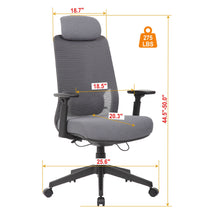 Load image into Gallery viewer, High Back Breathable Ergonomic Office Chair With Adjustable Headrest & 5D Armrest, Height Adjustable Swivel - Antique Gray