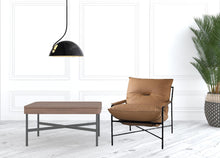 Load image into Gallery viewer, Top Grain Leather And Black Solid Color Arm Chair - Camel