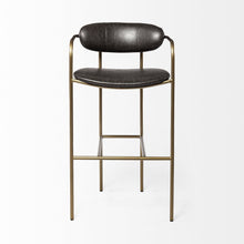 Load image into Gallery viewer, Faux Leather And Steel Bar Height Bar Chair - Black And Gold