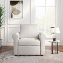 Load image into Gallery viewer, Modern 3 In 1 Convertible Sleeper Chair Bed, Linen Upholstery, Adjustable Backrest