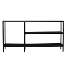 Load image into Gallery viewer, Faux Marble Frame Console Table Two Shelves - White / Black
