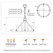 Load image into Gallery viewer, 6 Light (No Bulbs) Wagon Wheel Chandelier Farmhouse Modern Small Round Chandelier For Living Room Kitchen Island Foyer Hallway Entryway Bedroom Dining Room Light Fixture Ceiling Hanging - Matte Black