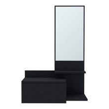 Load image into Gallery viewer, 36" Wood Wall Mounted Accent Cabinet With Drawer And Mirror - Black And Silver