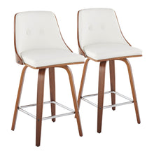 Load image into Gallery viewer, Gianna - Mid Century Modern Fixed Height Counter Stool With Swivel With Square Footrest (Set of 2)