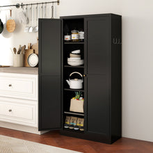 Load image into Gallery viewer, Kitchen Pantry Cabinet With 4 Adjustable Shelves, Heavy Duty Freestanding Organizer