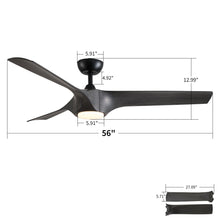 Load image into Gallery viewer, Reversible Quiet Motor Ceiling Fan Light With ABS Blades - Black / Gray