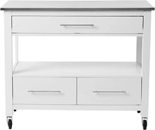 Load image into Gallery viewer, 43" Rolling Kitchen Island With Storage - White / Silver