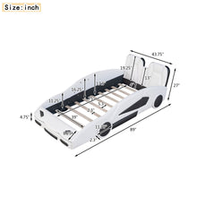 Load image into Gallery viewer, Race Car Shaped Twin Platform Bed With Wheels, Pine Wood Construction