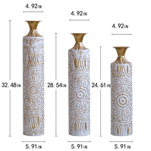 Load image into Gallery viewer, Floor Metal Vases Decorated Metal Vases (Set of 3) Gorgeous Home Decoration Large Glazed Metal Vases - White / Gold