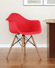 Load image into Gallery viewer, Heavy Duty Plastic Solid Wood Dining Arm Chair - Red