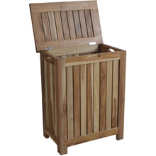 Load image into Gallery viewer, Compact Teak Laundy Storage With Removable Bag - Natural