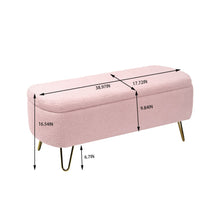 Load image into Gallery viewer, Storage Ottoman Bench For End Of Bed Legs, Modern Camel Faux Fur Entryway Bench Upholstered Padded With Storage For Living Room Bedroom