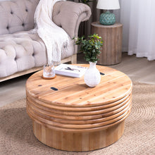 Load image into Gallery viewer, Round Wooden Coffee Table With Hidden Storage, Modern Rustic Centerpiece For Living Room - Multi / Natural / Rustic
