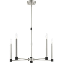 Load image into Gallery viewer, 5-Light Dimmable Chandelier With Shades - Nickel / Pearl Silver