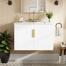 Load image into Gallery viewer, Bathroom Vanity With Sink, Rectangular Storage Cabinet With 2 Soft Closing Doors