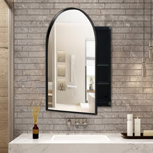 Load image into Gallery viewer, Arched Recessed Medicine Cabinet, Metal Framed Bathroom Wall Cabinet With Mirror And Adjustable Shelves, Wall Mirror With Storage For Bathroom