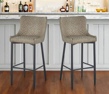 Load image into Gallery viewer, 30" Faux Leather And Metal Low Back Height Bar Chairs (Set of 2) - Gray And Black