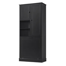 Load image into Gallery viewer, Modern Tall Storage Cabinet With Adjustable Shelves, Flip-Out Basket & Enclosed Doors