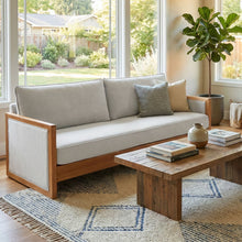 Load image into Gallery viewer, Modern 3 Seater Sofa With Wood Armrests