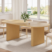 Load image into Gallery viewer, Solid Wood Mirrored Pedestal Base Oval Dining Table - Natural