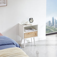 Load image into Gallery viewer, 15.75" Rattan End Table With Drawer And Solid Wood Legs, Modern Nightstand, Side Table For Living Room, Bedroom