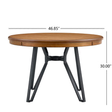 Load image into Gallery viewer, Mid Century Modern Round Dining Table With Metal Legs And Open Shelf