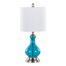 Load image into Gallery viewer, Jasmine - Contemporary Lamp - Clear Sapphire Blue Seeded / Nickel / White