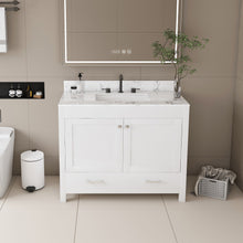 Load image into Gallery viewer, 43" Bathroom Vanity With Artificial Marble Carrara Top Set, Multi Functional Bathroom Cabinet With Doors And Drawer - White