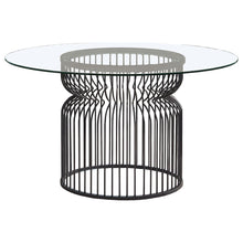 Load image into Gallery viewer, Round Dining Table Industrial Dining Table With Open Cage Base - Gunmetal