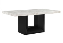Load image into Gallery viewer, 70" Faux Marble And Wood Pedestal Base Dining Room Table - White