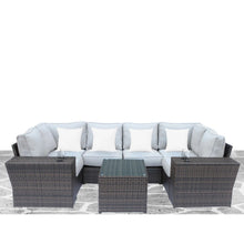 Load image into Gallery viewer, Outdoor Wicker Sectional With Weather Resistant Cushions And Table