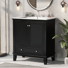 Load image into Gallery viewer, 30" Bathroom Vanity With Sink Combo, Multi Functional Bathroom Cabinet With Doors And Drawer - Black