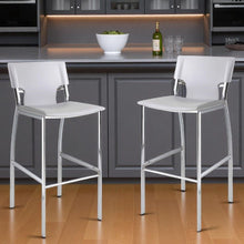 Load image into Gallery viewer, 29" Metal And Faux Leather Low Back Bar Height Bar Chairs (Set of 2) - White