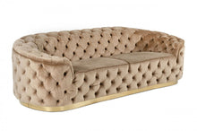 Load image into Gallery viewer, Velvet Sofa With Gold Legs - Beige