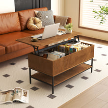 Load image into Gallery viewer, Rectangle Lift Top Coffee Table With Hidden Storage And Lower Shelf - Brown