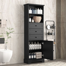 Load image into Gallery viewer, Tall Storage Cabinet With 3 Drawers And Adjustable Shelves For Bathroom