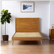 Load image into Gallery viewer, Okioki - Mid-Century Natural Stained Solid Acacia Wood Bed