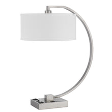 Load image into Gallery viewer, Metal Lantern Desk USB Table Lamp With White Shade - Nickel