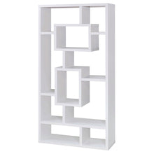 Load image into Gallery viewer, Geometric 10 Shelf Open Back Bookcase With Interlocking Shelves - White