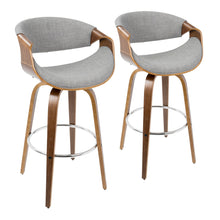 Load image into Gallery viewer, Curvini Mid - Century Modern Fixed Height Barstool With Swivel (Set of 2)