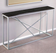 Load image into Gallery viewer, Faux Stone Frame Console Table - Black / Silver