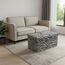Load image into Gallery viewer, 30" Plastic Animal Print Storage Ottoman - White / Black