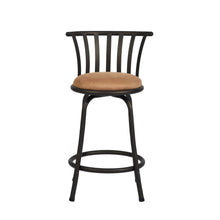 Load image into Gallery viewer, 24" Microfiber And Metal Low Back Counter Height Swivel Bar Chairs (Set of 2) - Brown / Black